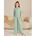 thumbnail image 5 of Arshiner Girls 2 Piece Set Fall Outfits Lounge Sets Ruched Long Sleeve Top Wide Leg Pants Sweatsuit Clothing Set, 5 of 5