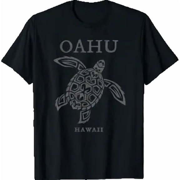 Men Women Retro Vintage Oahu Hawaii Sea Turtle Souvenir Graphic T-Shirt, Size S-5XL