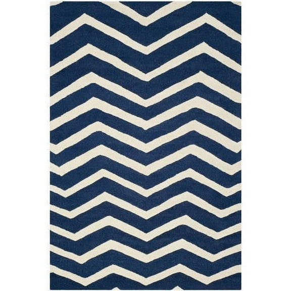 SAFAVIEH Cambridge Leon Geometric Wool Area Rug, Navy/Ivory, 8' x 10'