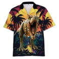 thumbnail image 5 of Camisa hawaiana con estampado de dinosaurio y gato para hombre, divertidas camisas hawaianas con estampado 3D de animales, blusas de moda con solapa, blusas para niños, mangas cortas, 5 of 5