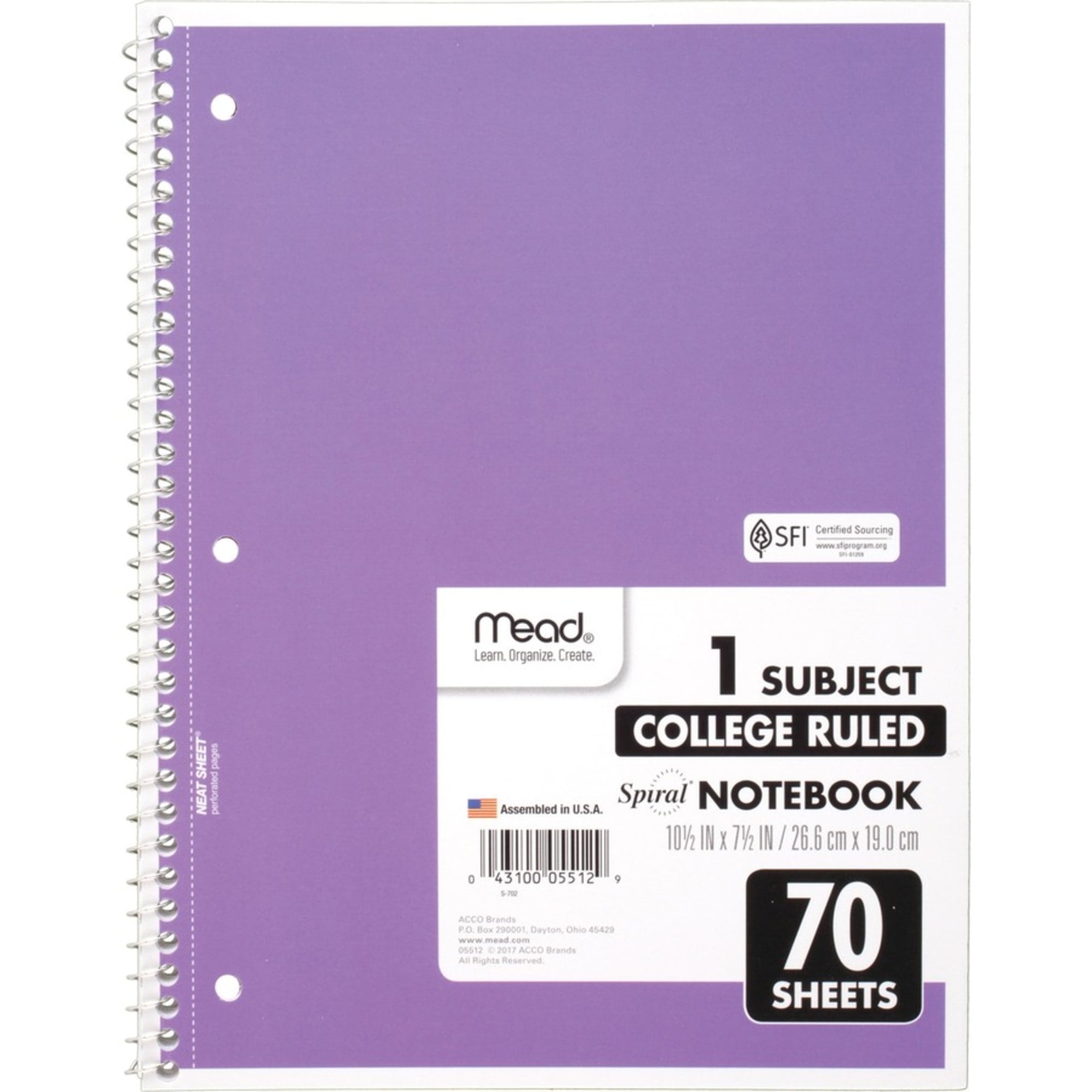 Mead, MEA05512BD, One-subject Spiral Notebook, 12 / Bundle