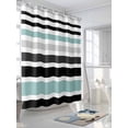 thumbnail image 3 of Fsddascl Turquoise Black Stripe Shower Curtain Set - 48" x 72" Washable Bathtub Curtain with 12 Hooks, Modern Abstract Coarse Striped Waterproof Fabric Stall Shower Curtains for Bathroom/Bathtub, 3 of 6