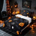 thumbnail image 3 of Homewish Halloween Ghost Bat Twin Sheets, Spider Web Pumpkin Bedding, Black Orange, 3pcs (1 Flat Sheet, 1 Fitted Sheet and 1 Pillowcase), 3 of 6