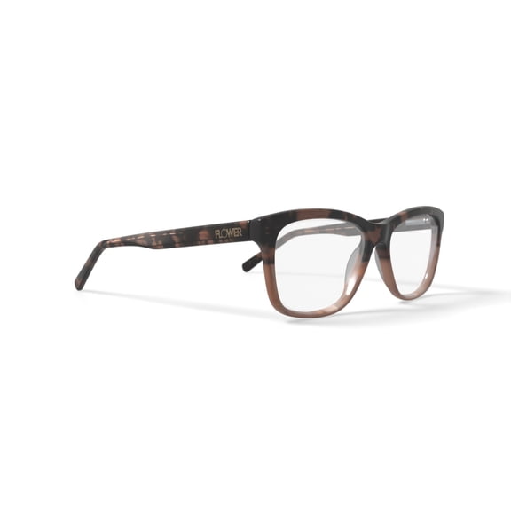 Flower Women's Square Eyeglasses, FLR6010, Lucy, Brown, 52-15-140, with Case