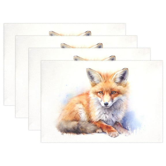 Fox Orange 12×18 inch Placemats Heat Resistant Washable Foldable Rectangular Placemats Set Decoration Indoor Outdoor for Kitchen Dining Table 1PC