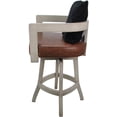 thumbnail image 3 of Swivel Wood Bar Stool - Kadir Brown Vinyl - Beige - Black Pillow, 3 of 4