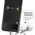 thumbnail image 5 of Dteck Case For Samsung Galaxy Z Flip 3 5G Shockproof Embossed Mandala Pattern Women's Wallet Case with Card Holder Detachable Shoulder Strap, Black, 5 of 5