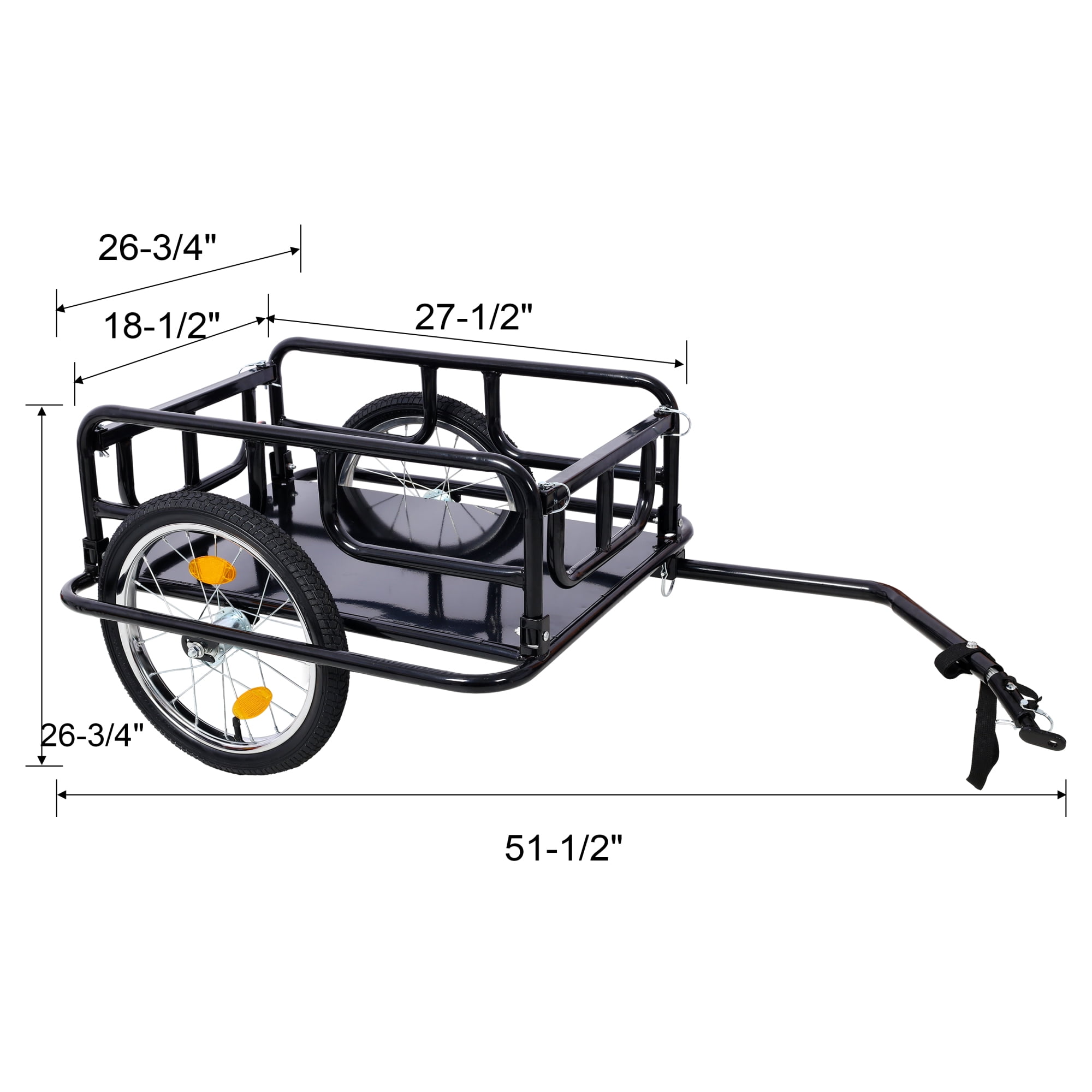 Foldable Bike Cargo Trailer with Universal Bike Hitch, Bicycle Wagon Trailer，Black
