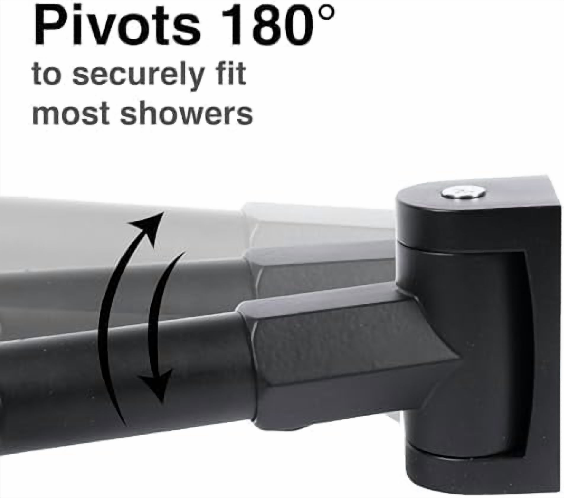 Double Curved Shower Rod, Metal Construction, Adjustable Between 44 to 70 Inches, Aluminum Rods and Zinc Mounting Hardware, Quality Modern Bathware, Black Finish