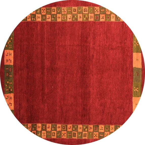 Ahgly Company Indoor Round Abstract Orange Contemporary Area Rugs, 8' Round