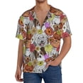 thumbnail image 1 of Balery Cute Dogs Puppy Camisa Casual de Manga Corta con Botones para Hombre, Texturizada, Estilo Cubano, para Playa, Verano-Small, 1 of 5