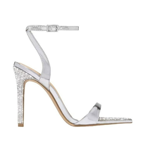 

Summer Saving Clearance! Tuobarr High Heels Women s Casual Sandals Fashion Party Bright Diamond Heels Silver US Size 6.5