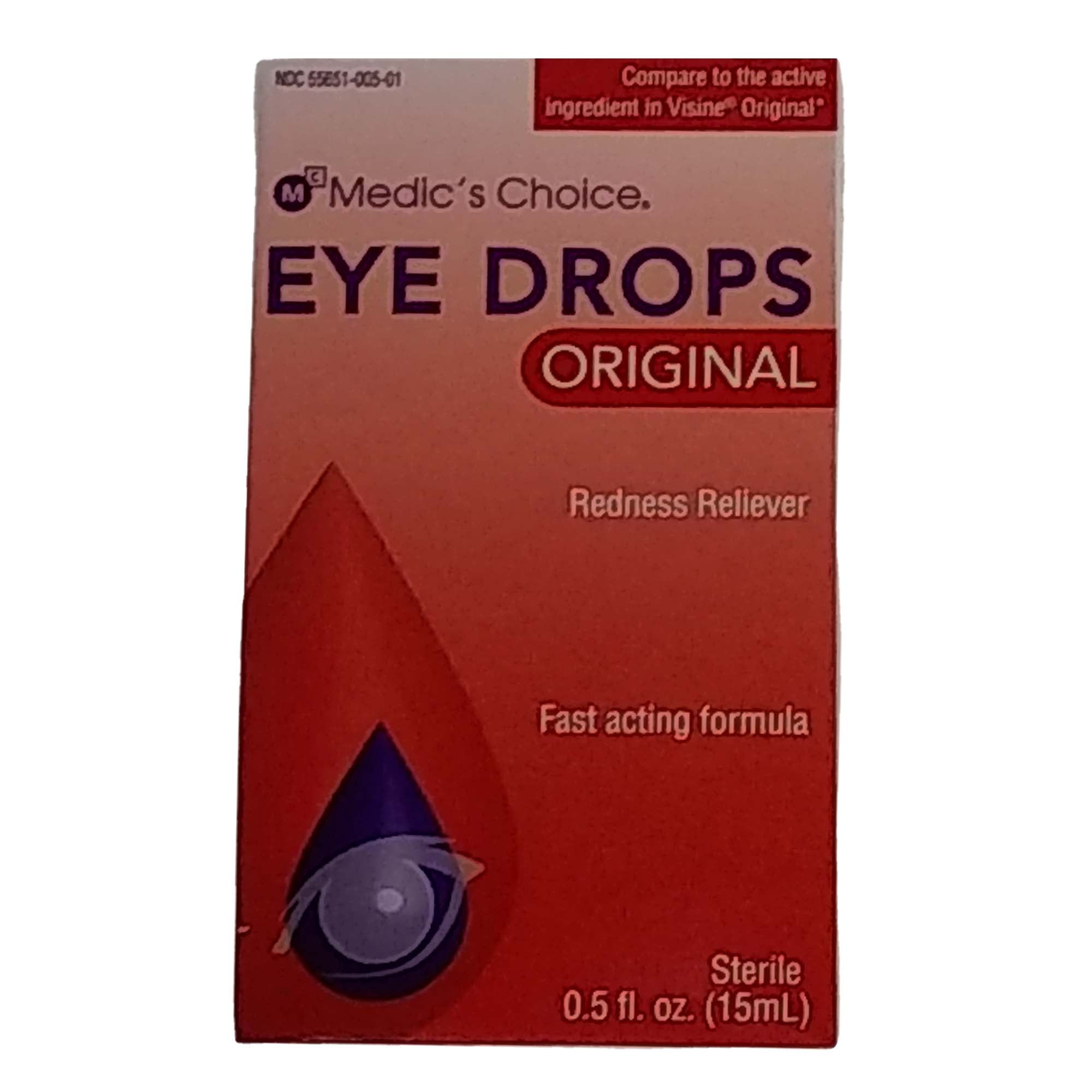 Medic's Choice Eye Drops Original, Fast Action Formula, Sterile, Redness Reliever, 0.5 fl. oz. - 2 Bottles