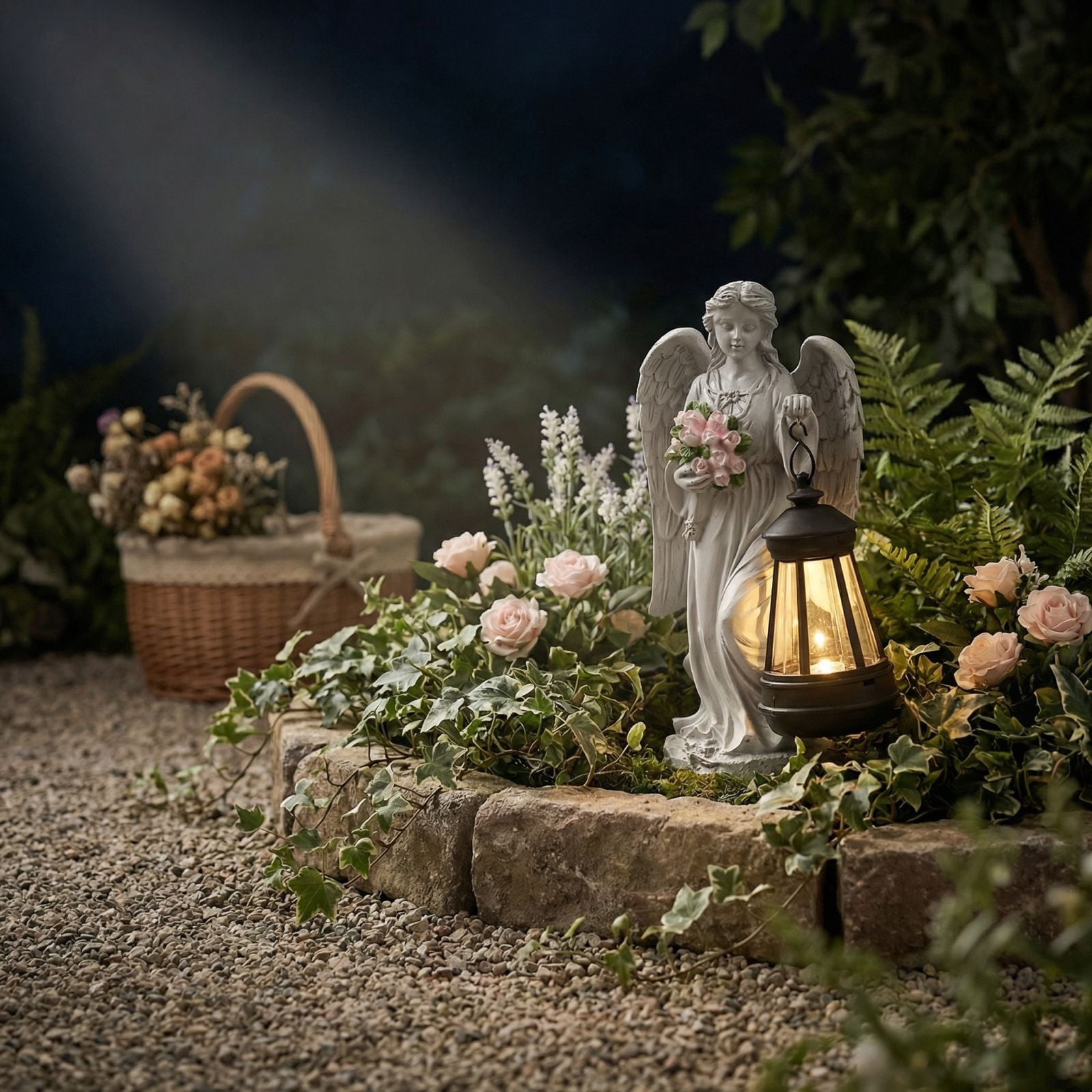 Solar Angel Outdoor Garden Decor Statues - 9 inches Solar Outdoor Sculptures for Outside Yard Art Patio Balcony Front Lawn Ornaments Gifts for Mom Grandma
