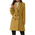 thumbnail image 2 of Womens Trench Coat Fall Winter Notched Lapel Double Breasted Peacoat Coffee Shop Business Casual Elegant Overcoat, 2 of 6
