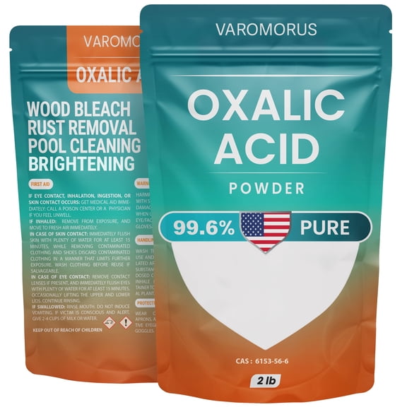 Oxalic Acid 2 lbs - 99.6% Pure Fine Powder, Multi-Use Cleaner and Stain Remover for Wood, Metal, Rust, Wood Bleach, Hardwood Floor & Furniture Restorer, Pool - Industrial Cleaning Solution