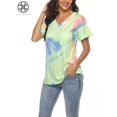 thumbnail image 5 of Luxtrada Plus Size Womens Summer Short Sleeve V Neck T-Shirt Tops Blouse Ladies Casual Loose Oversized Gradient Print T Shirts-2XL, 5 of 8