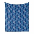 thumbnail image 1 of Geometric Soft Flannel Fleece Throw Blanket, Sky Tones Ornamented Image of Zigzag Lines Wavy Design Pattern Print, Cozy Plush for Indoor and Outdoor Use, 50" x 70", Cobalt Blue and Teal, by Ambesonne, 1 of 5