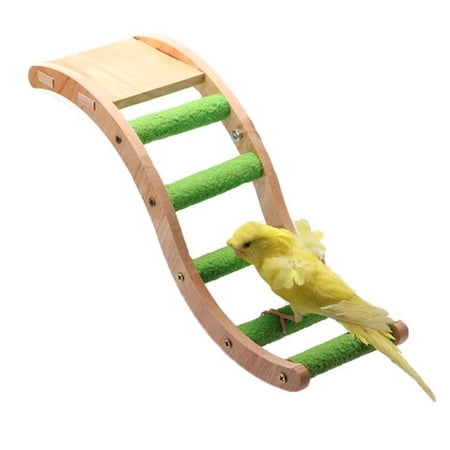 Cockatiels Finch Natural Cage Accessories Wooden Play Platform Parrot Chewing Toy Bird Ladder Climbing Bridge Perch Stand GREEN