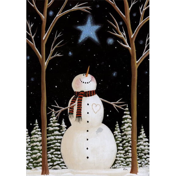 LPG Greetings Wish on a Star Snowman: Kim Leo Deluxe Glitter Christmas Card (1 card/1 envelope)