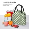thumbnail image 5 of Honeii Daisy Plaid Green Print Insulated Lunch Bag Women Reusable Lunch Box with Pocket for Work Picnic Travel -One Size, 5 of 6