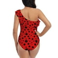 thumbnail image 5 of Gaeub Ladybug Pattern Women's One Shoulder Ruffle Tummy Control Swimwear for Swimming Surfing Beach Party - X-Large, 5 of 8