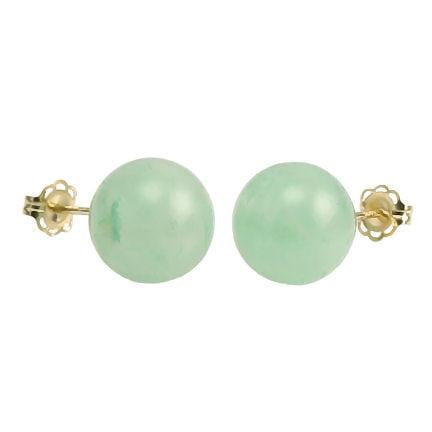 Green Jade Aventurine Stone - Trustmark 14/20 Gold Filled 10mm Natural Green Jade Aventurine Ball Stud Earrings