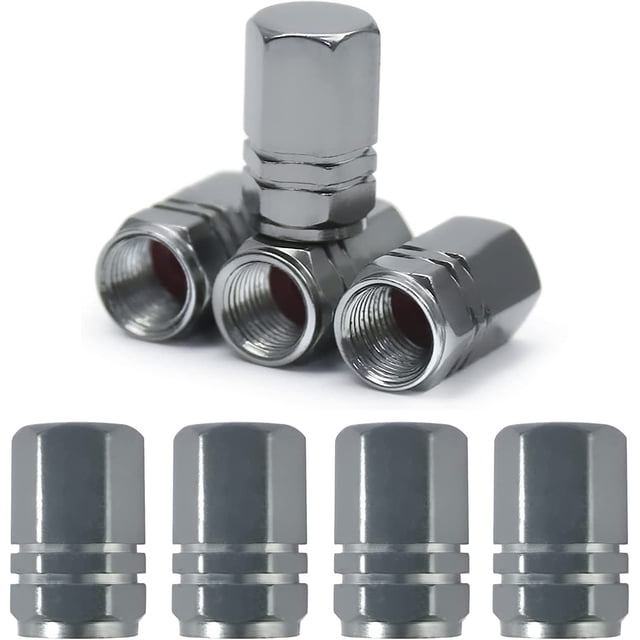 8 tapas de válvula de aluminio para válvulas de neumáticos, tapas de válvulas de neumáticos con junta, para coches, SUV, bicicletas, camiones, motocicletas (gris)