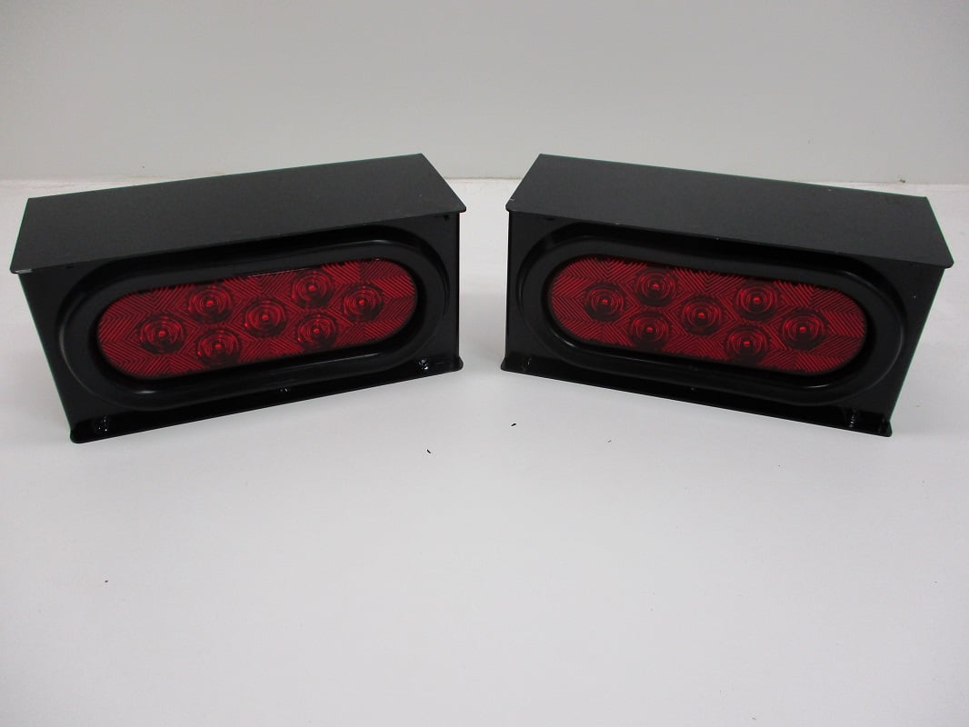 Black Steel Oval Mounting Boxes for 6 inch LED Oval Brake Stop Turn Tail Lights 