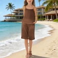 thumbnail image 6 of Vornjynx Girl Outfit Sets 2 Piece Cami Tank Tops and Shorts with Pockets Elastic Waist Comfort Soft Summer Casual Vacation Clothes Brown Size 10, 6 of 10
