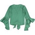 thumbnail image 3 of bar III Blusa de punto con lazo en el frente para mujer, verde, XXL, 3 of 3