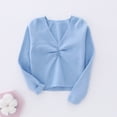thumbnail image 2 of Autumn Winter Toddler Girls Long Sleeve Warm Solid Color Blouse Ballet Wrap Tops Velvet Dance Sweater Blue 6 Years-7 Years, 2 of 4