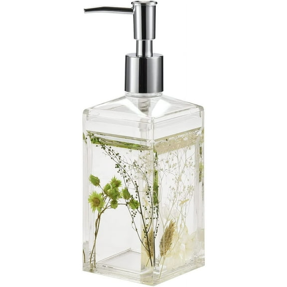 5 Piece Acrylic Liquid 3D Floating Bathroom Vanity Set with Green Plants