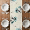 thumbnail image 6 of Teal Spring Floral Table Runner - 70 Inch Long, Kitchen Dining Table Runner Dresser Scarves, Vintage Botanical Retro Art Farmhouse Decor for Coffee Tables Wedding Party Banquet, 6 of 8