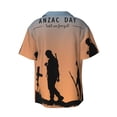 thumbnail image 6 of Lsque Anzac Day print Men's Cuban Collar Short Sleeve Shirt Summer Beachwear Casual Button Down Fashionable Vacation Leisure Shirt-XX-Large, 6 of 7