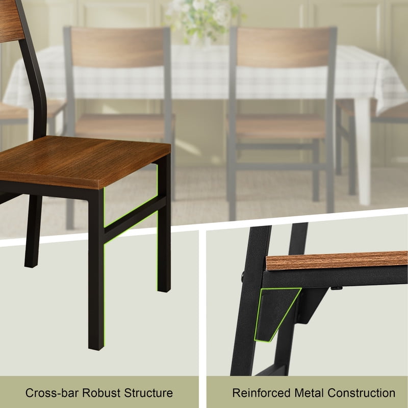 iPormis 35''Tall Dining Chairs Set of 6, Dining Room Chairs with MDF Board & Metal Frame, Perfect for Small Space, Easy Clean,Walnut