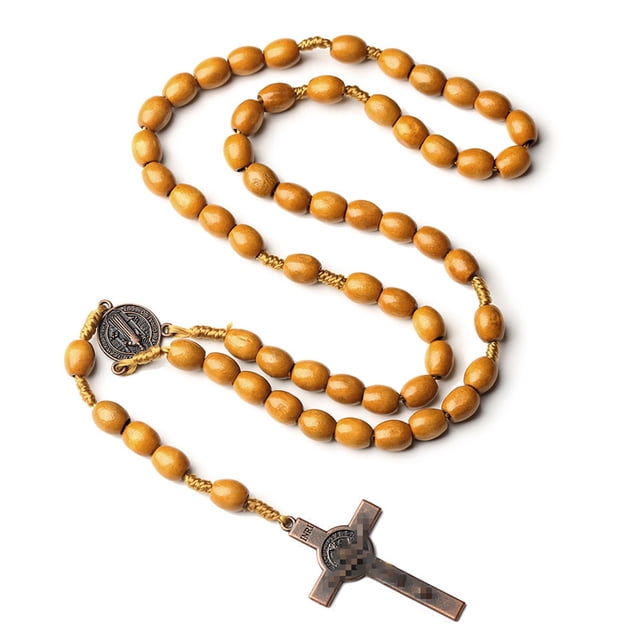 Collar de Cuentas de Oración Estilo Europeo y Medieval Tejido a Mano Joyería Color Café