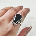 thumbnail image 4 of Coffin Shape Black Onyx Ring, Natural Black Onyx Ring, December Birthstone, Womens Ring, Coffin Ring, 925 Sterling Silver, Christmas, Handmade, Statement Jewelry, Coffin Shape Gemstone Ring, 4 of 7