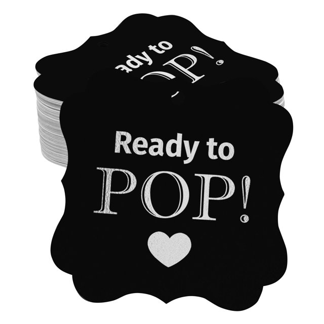 Inkdotpot Ready To Pop Baby Shower Bottle Tag Real Silver Foil Favor Bracket Shape Hang Tags Pack Of 50