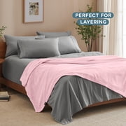 Bare Home Microplush Fleece Blanket - 300 GSM - Fuzzy Microfleece - Soft & Plush - Full/Queen, Light Pink