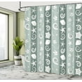 thumbnail image 4 of Ambesonne Nautical Shower Curtain, Sea Fishes Shells Stripes, 69"Wx75"L, Reseda Green, 4 of 4