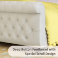 thumbnail image 4 of VanAcc Queen Size Platform Bed Frame, Chenille Upholstered Sleigh Bed, Cream, 4 of 8
