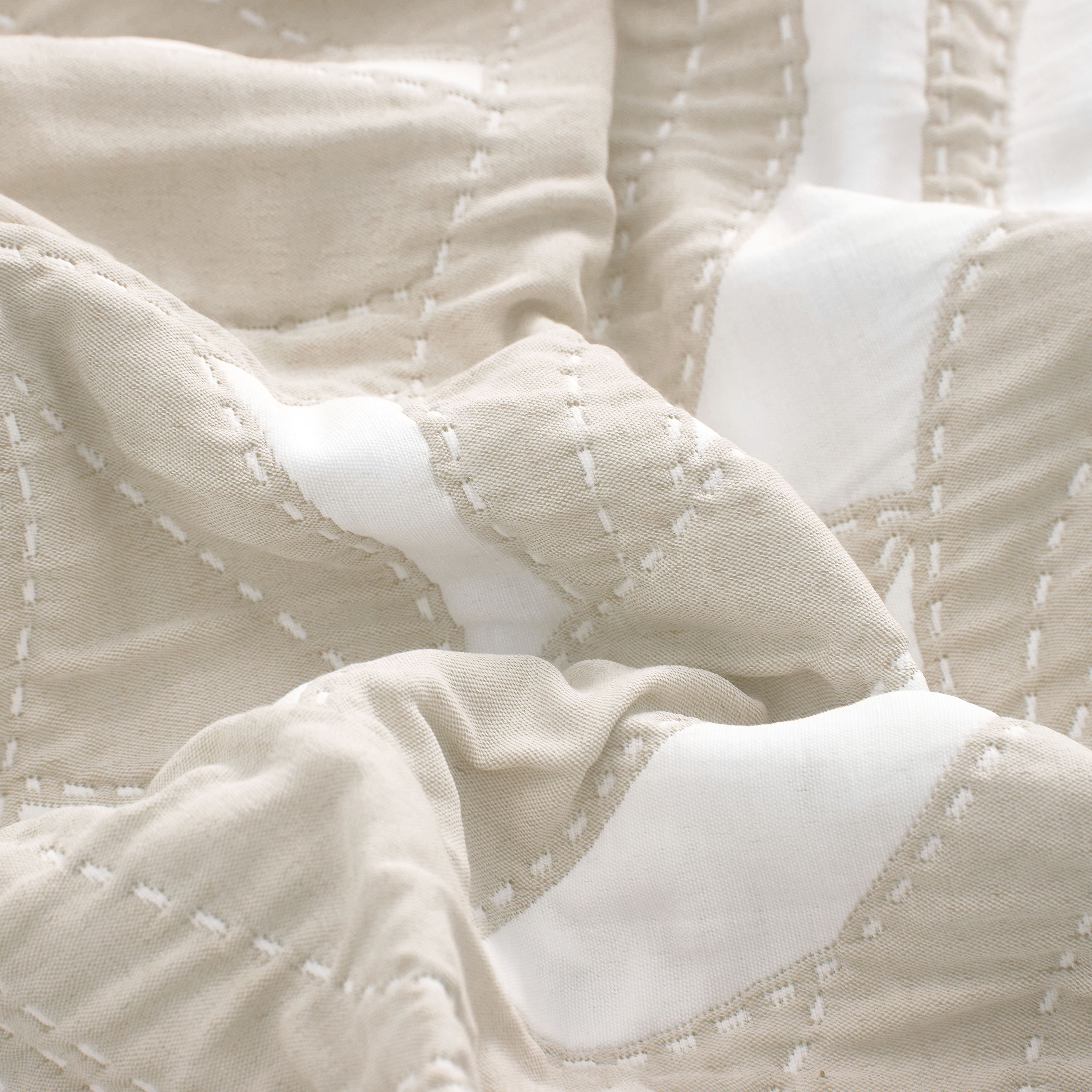 Mainstays Iris Leaf Stitched Pillow Sham, Standard, Beige, 1 Pack