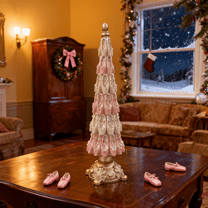 Resin Ballerina Shoe Tree,Christmas Tree,Glittered Ballet Decoration, Pink Ballerina Shoe Display for Holiday and Home Decor