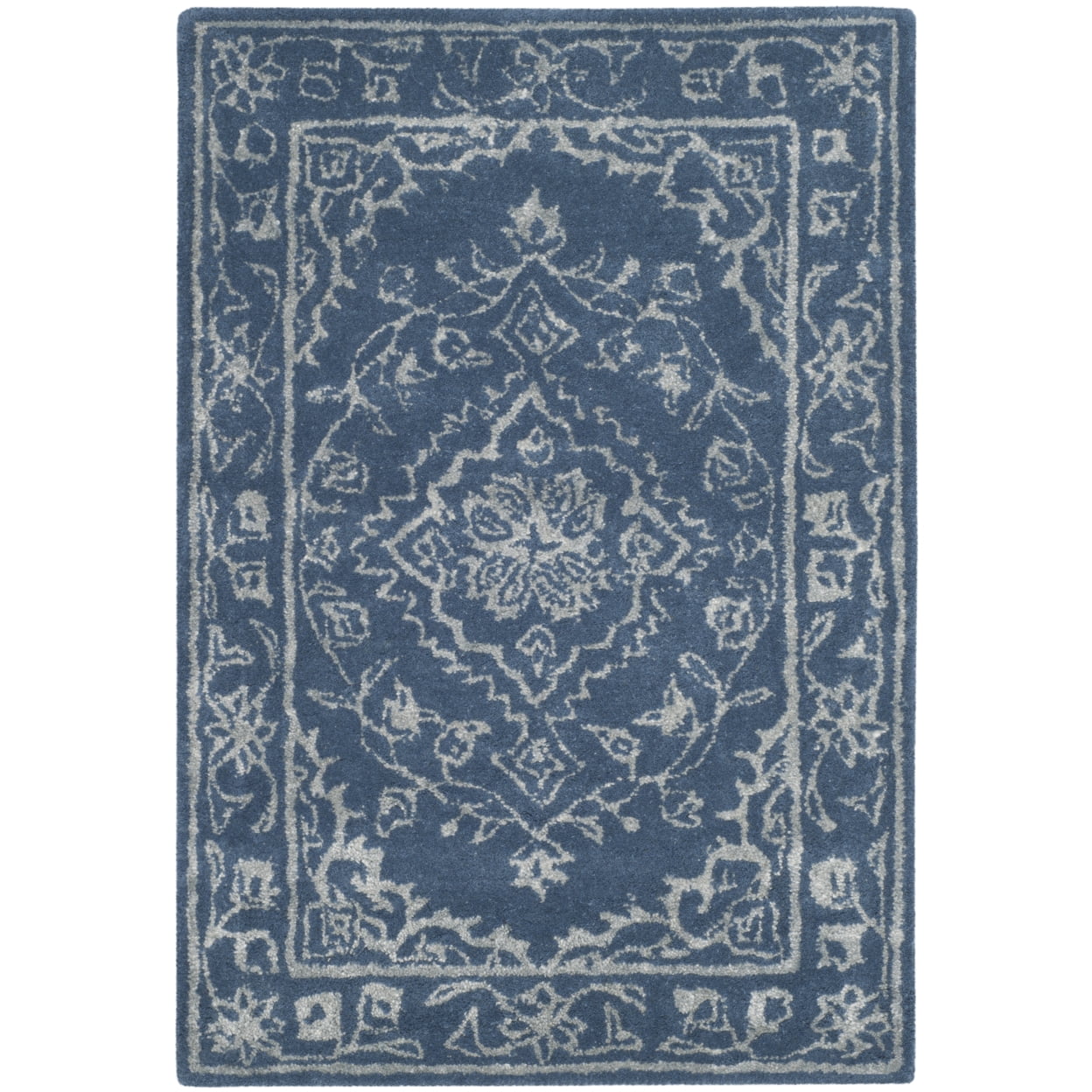 SAFAVIEH Glamour Gaia Floral Bordered Wool Area Rug, Blue, 5' x 8'
