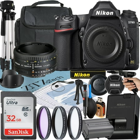 Nikon D780 DSLR Camera with AF NIKKOR 50mm f/1.8D Lens + SanDisk 32GB Memory Card + Case + UV Filter + ZeeTech Accessory Bundle
