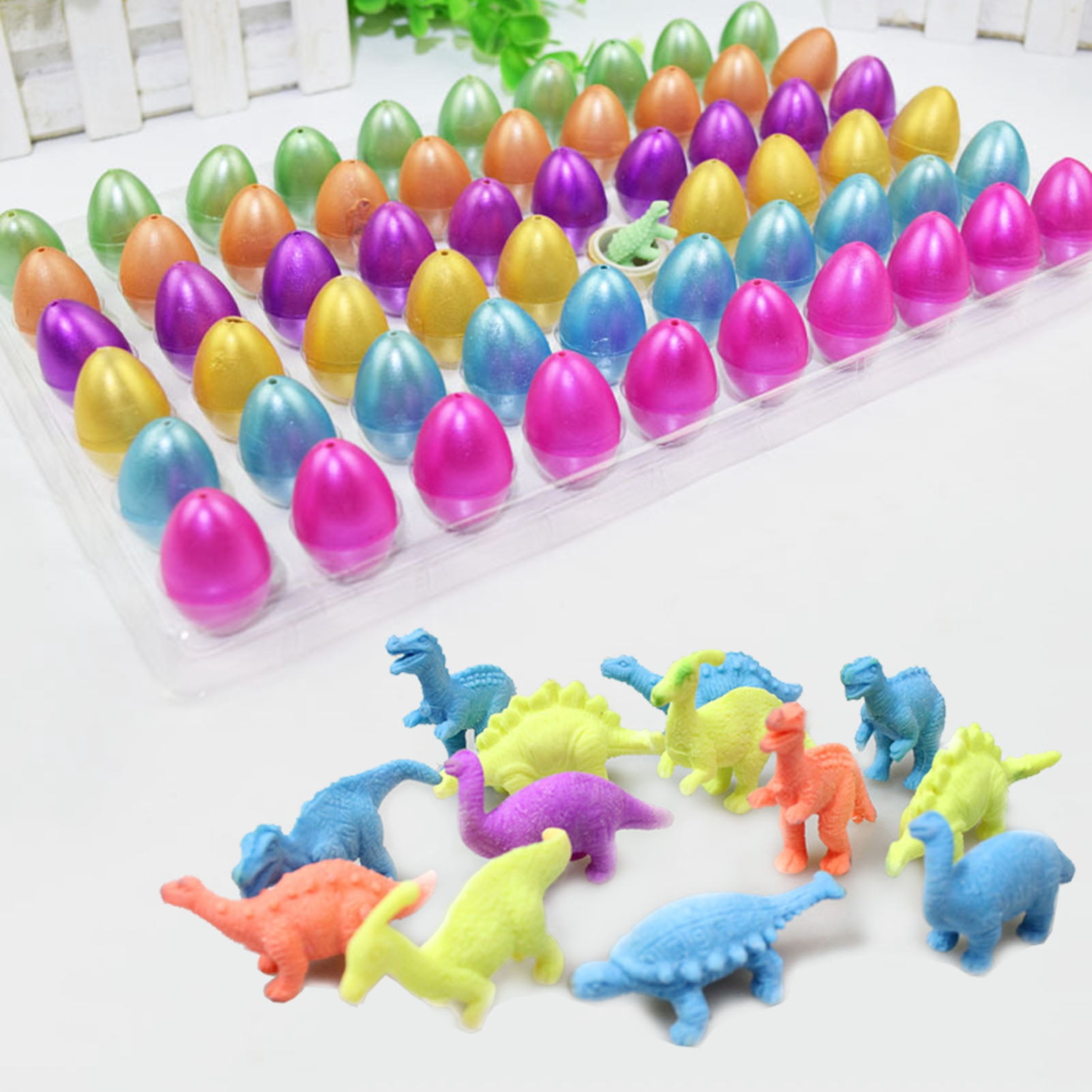 YIFAEUX 60Pcs Easter Dinosaur Egg Hatching Toy Kids Toddlers Boys Girls Dino Birth Growing Toy Classroom Students Exchange Gift Party Favors