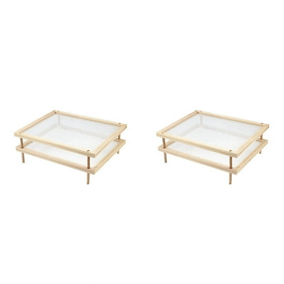 2X Stackable Food Dryer with Net Wooden Pasta Herb Drying Racks Multipurpose 2-Tier Food-Dryer Holder