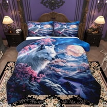 Homewish 3pcs Kids Jungle Wolf Comforter Set, Full - Pink Blossoms (Galaxy)