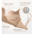 thumbnail image 5 of Exerin Women's Plunge Backless Bra Underwire Push Up Padded Multiway Low Back Bras(34B,Beige), 5 of 7